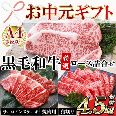 【お中元】鹿児島県産 黒毛和牛 サーロインステーキ 1.5kg 特選ロース 3kg 詰合せ
