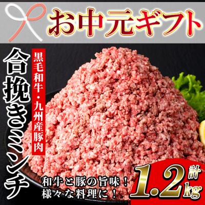 【お中元】黒毛和牛と九州産豚肉を使用した合挽きミンチ(300g×4P)