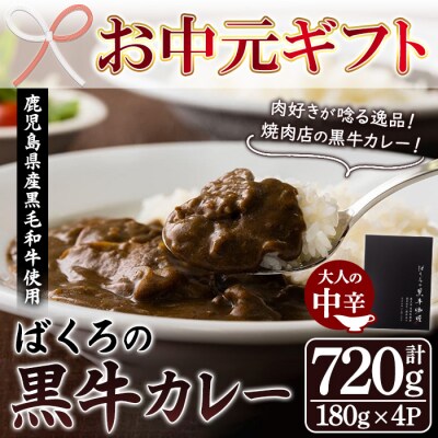 【お中元】鹿児島県産 黒毛和牛 カレー 180g×4袋 レトルト 常温保存