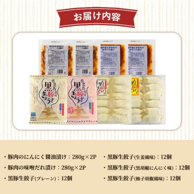 国産 豚肉 使用! 2種のたれ漬け豚肉と4種の黒豚生餃子 食べ比べ 惣菜 セット