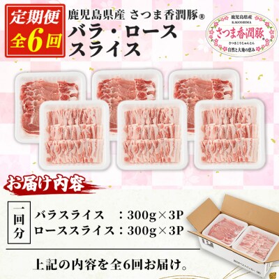 6か月定期便 鹿児島県産 豚肉 豚ロース 豚バラ 300g×各3P×6回 生姜焼き・焼肉におすすめ