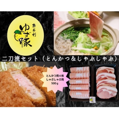 【高知のブランド豚/ゆず豚】二刀流セット(とんかつ&しゃぶしゃぶ)約1.1㎏　112012