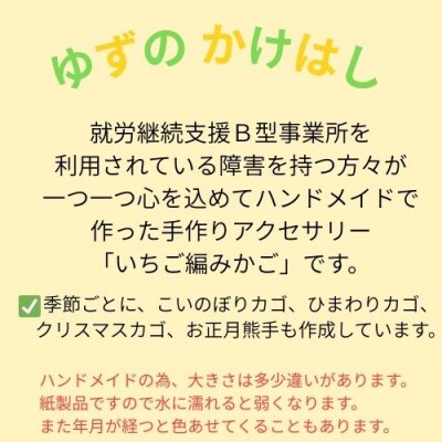 手作り「いちご編みカゴ」134003