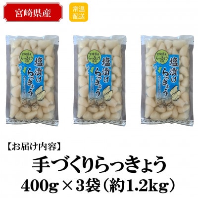純国産 塩漬け・手作りらっきょうセット(400g×3袋・計1.2kg) 【MI321】