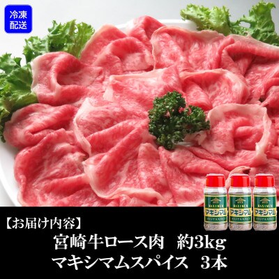 <プレミアム宮崎牛>すき焼き(約3kg・約300g×10)マキシマムスパイス3本付!【D-0108】