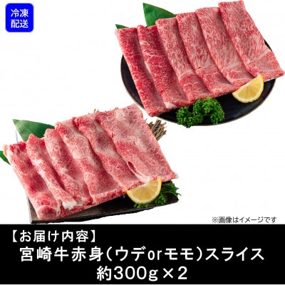 【3月発送】A4等級以上宮崎牛赤身スライス(ウデorモモ)約600g【MI686-3】(三股町)