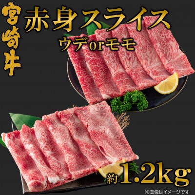 【8月より発送】A4等級以上宮崎牛赤身スライス(ウデorモモ)約1.2kg【MI688-8】(三股町