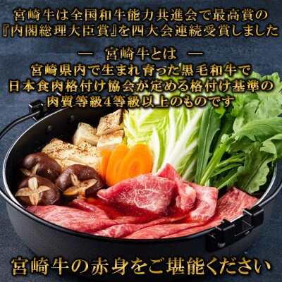 【9月より発送】A4等級以上宮崎牛赤身スライス(ウデorモモ)約1.2kg【MI688-9】(三股町