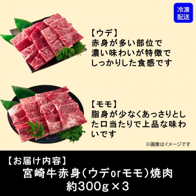 【11月より順次発送】宮崎牛赤身焼肉(ウデorモモ) 約900g(三股町)【MI683-11】