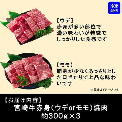 【12月より順次発送】宮崎牛赤身焼肉(ウデorモモ) 約900g(三股町)【MI683-12】