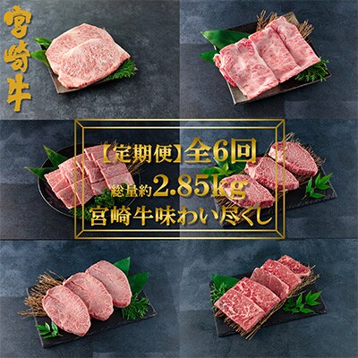 2022年12月発送開始『定期便』総量約2.85kg宮崎牛味わい尽くし全6回