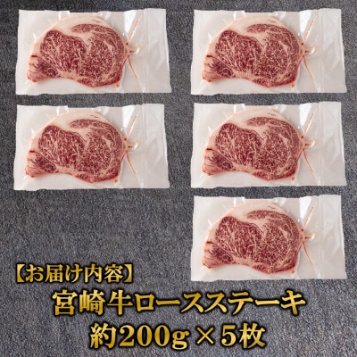 宮崎牛ロースステーキ約1kg(約200g×5枚)(三股町)【MI194】