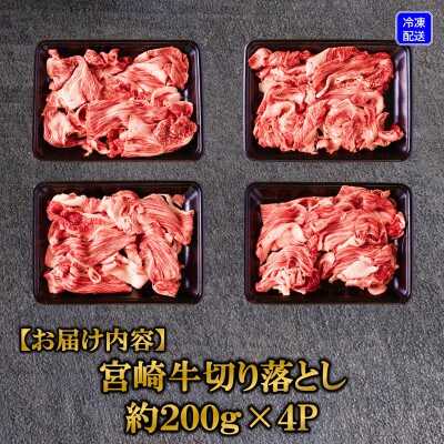 宮崎牛切り落とし800g(200g×4)(三股町)【MI196】