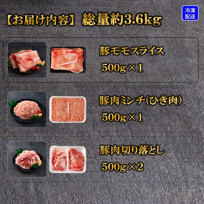 宮崎県産豚肉バラエティーセット3.6kg(三股町)【MI193】