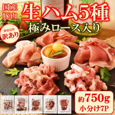 【訳あり】極みロース入り5種食べ比べセット生ハム合計750g【MI735】