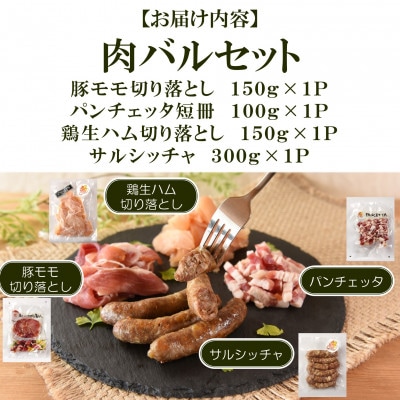 肉バルセット　国産生ハム3種と肉汁サルシッチャ合計700g【MI737】