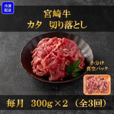 【毎月定期便】宮崎牛(カタ肉)豚肉(ウデ、モモ)切り落とし総量約4.8kg【MI277-A】全3回
