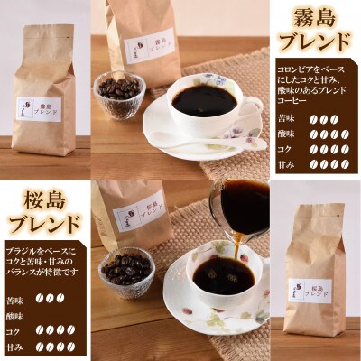 ブレンドコーヒーギフトセット(霧島・桜島)各1袋(粗挽き)【MI511】