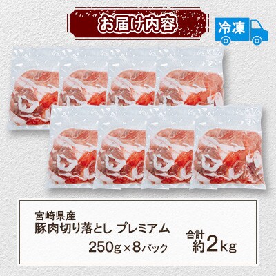 宮崎県産 豚肉切り落としプレミアム 合計約2kg(三股町)