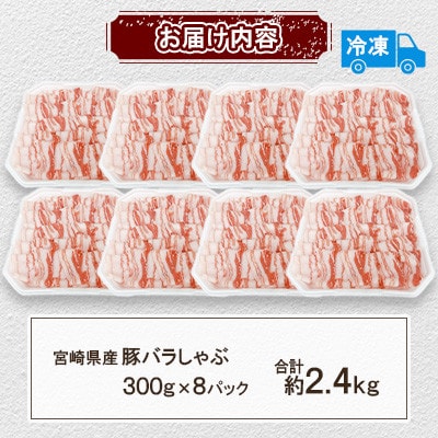 宮崎県産 豚バラしゃぶ 約2.4kg(300g×8パック)(三股町)