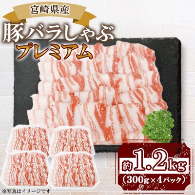 宮崎県産 豚バラしゃぶプレミアム 約1.2kg(三股町)