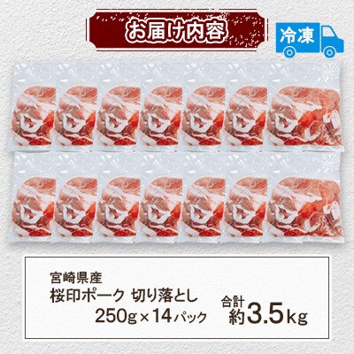 桜印ポーク切り落とし 約3.5kg(三股町)