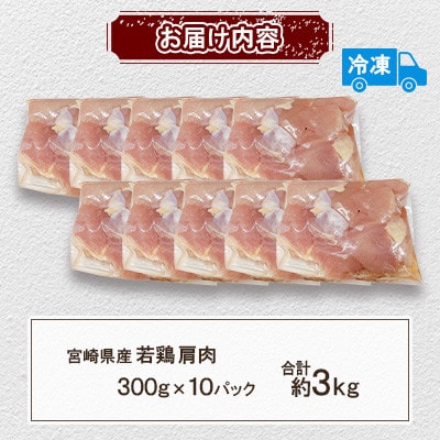 宮崎県産若鶏肩肉 約3kg(三股町)