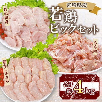 宮崎県産 若鶏ビックセット 約4kg(三股町)