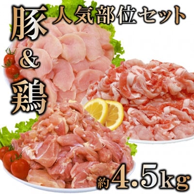 宮崎県産 豚肉鶏肉人気部位セット約4.5kg(三股町)【MI733】