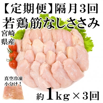 【2ヵ月毎定期便】宮崎県産若鶏筋なしささみ 約1kg(250g×4)【MI792】(三股町)全3回