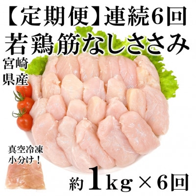 【毎月定期便】宮崎県産若鶏筋なしささみ 約1kg(250g×4)【MI793】(三股町)全6回