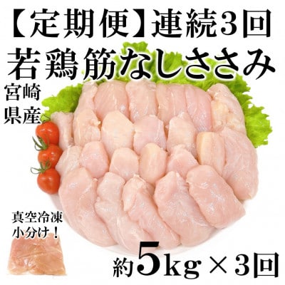 【毎月定期便】宮崎県産若鶏筋なしささみ 約5kg(250g×20)【MI797】(三股町)全3回