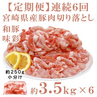 【毎月定期便】宮崎県産豚肉切り落とし 約3.5kg(約250g×14)【MI802】(三股町)全6回