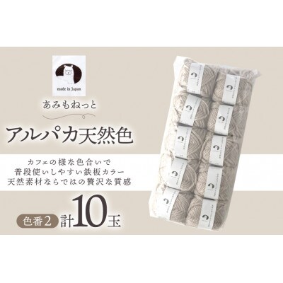 あみもねっと アルパカ天然色 2番色 10玉セット