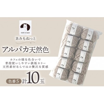 あみもねっと アルパカ天然色 5番色 10玉セット