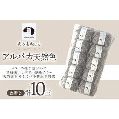 あみもねっと アルパカ天然色 6番色 10玉セット