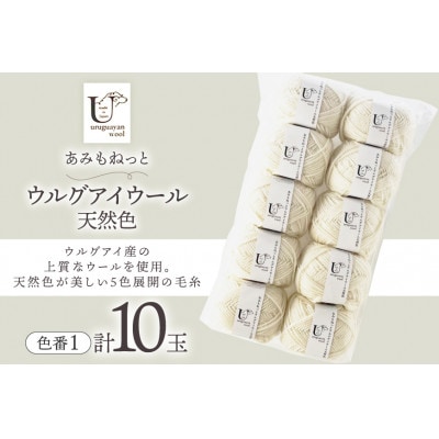 あみもねっと ウルグアイウール天然色 1番色 10玉セット