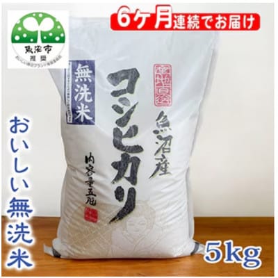 【毎月定期便】お米マイスター厳選　魚沼産コシヒカリ(無洗米)5kg全6回