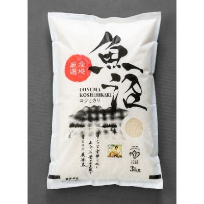 「令和6年産　新米先行受付」【無洗米】「米食味鑑定士　厳選」魚沼産コシヒカリ　3kg