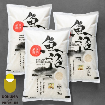 令和6年産【無洗米】「米食味鑑定士　厳選」魚沼産コシヒカリ　9kg(3kg×3袋)