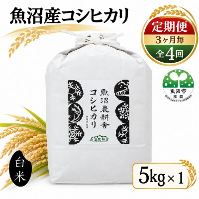 【3ヵ月毎定期便】米農家自慢の 魚沼産 コシヒカリ 精米 5kg×1袋 【魚沼農耕舎】全4回