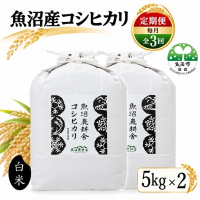 【毎月定期便】米農家自慢の 魚沼産 コシヒカリ(精米) 10kg (5kg×2袋)全3回