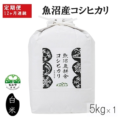 2022年6月発送開始『定期便』魚沼産コシヒカリ 精米 5kg 全12回