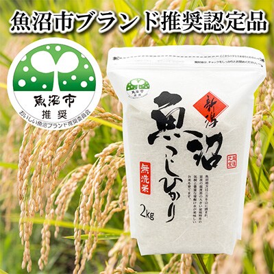 【毎月定期便】 農家直送!魚沼産コシヒカリ無洗米4kg (スタンド2kg×2個)全12回