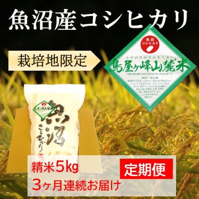 【毎月定期便】【魚沼コシヒカリ】鳥屋ヶ峰山麓米5kg(精米) 3ヶ月連続全3回