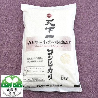 【毎月定期便】【魚沼産】天下一コシヒカリ　精米5kg全12回