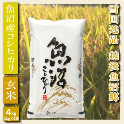 【雪国逸品 玄米4kg】越後魚沼郷 魚沼産コシヒカリ(2kg×2袋)