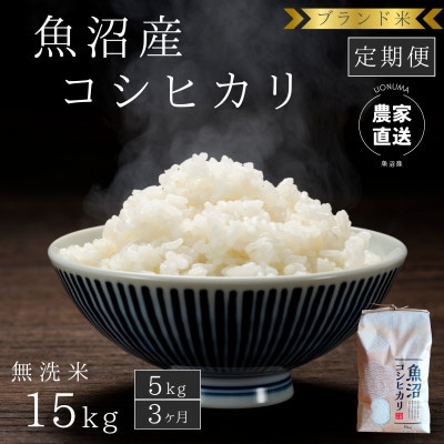 【毎月定期便】【無洗米5kg×3ヶ月】ブランド米 魚沼産コシヒカリ全3回