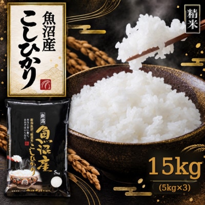 【新米　令和8年産】【食味鑑定士厳選】　新潟県魚沼市産こしひかり　15kg(5kg×3)
