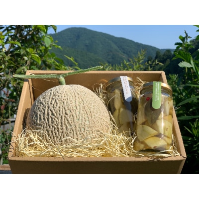 令和3年11月中旬発送予定!　大阪府能勢町産　赤肉メロン1玉×メロンピクルス2本セット　